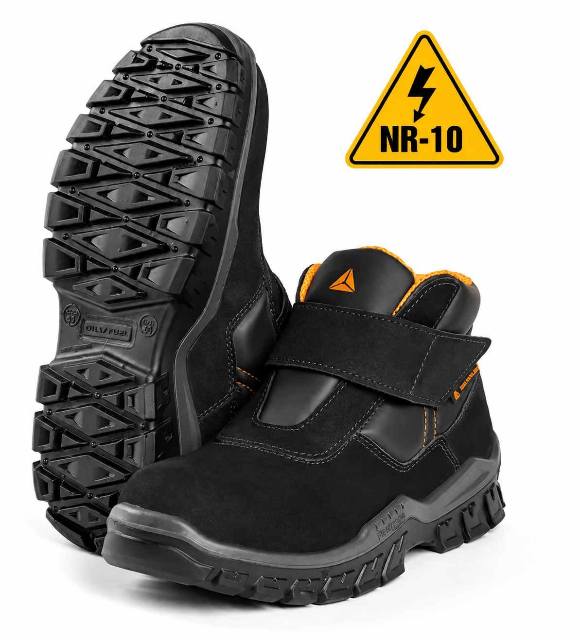 Bota Coturno de Segurança em Couro Nobuck com Biqueira de Composite e Fechamento em Velcro Macaé Delta Plus | CA 45509
