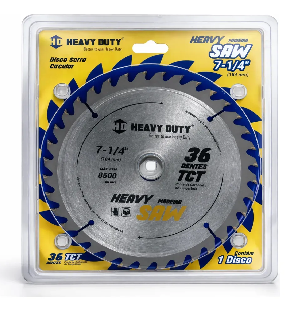 Disco Serra Circular 184mm - 7.1/4" 36 Dentes Vídea Para Madeira Heavy Duty