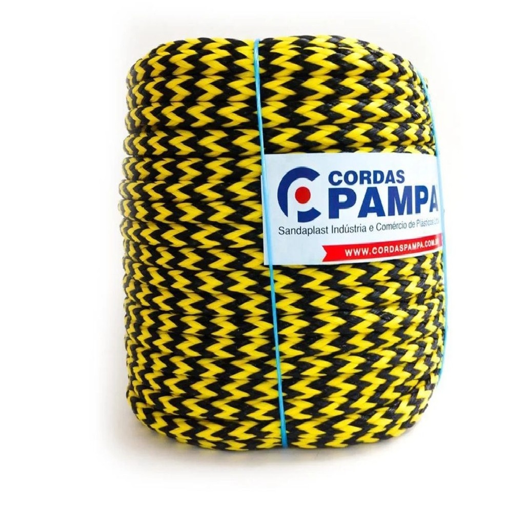 Corda de Polietileno Pampa Zebrada Amarela/Preta 12 mm | Venda por Metro 