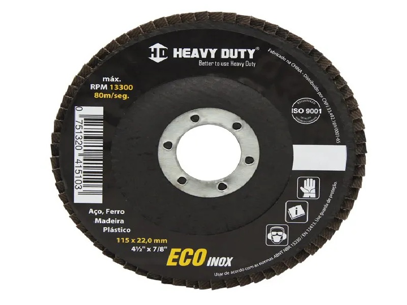 Disco Flap Curvo ECOINOX Fibra 4.1/2" Grão 60 | Disco Abrasivo para Desbaste e Acabamento de Metais
