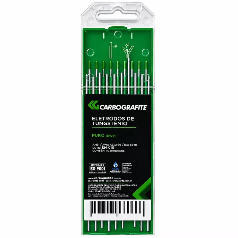 Eletrodo de Tungstênio Puro Carbografite Ponta Verde 1,6 mm – AWS A5.12 | Unidade | Ref. 7411161508