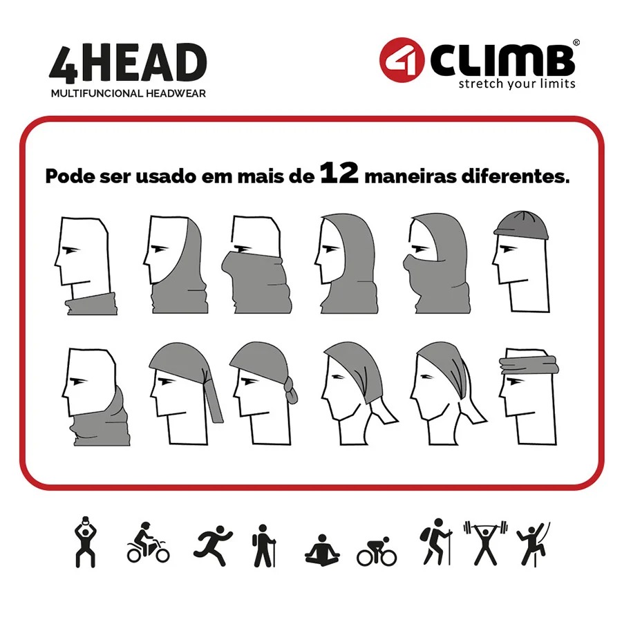 Bandana Multifuncional 4Head 4Climb | Proteção UV 50+ | Secagem Rápida e Anti-Odor